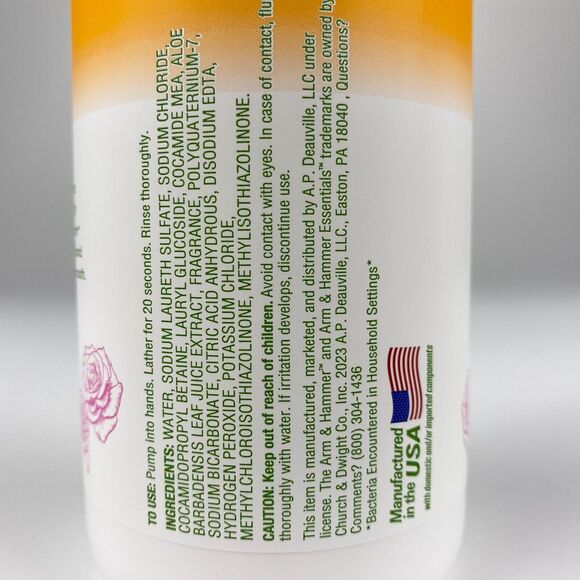 Arm & Hammer Essentials Hand Soap Gentle Rose Water 12 fl oz 355ml Clean Vegan - Picture 3 of 4